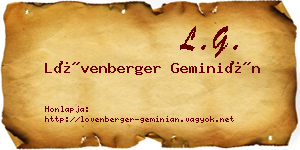 Lövenberger Geminián névjegykártya